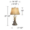 John Timberland Boone Rustic Western Table Lamps 27 1/2" Tall Set of 2 Natural Antler with USB Charging Port Bell Shade for Bedroom Living Room Office - image 4 of 4