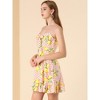 Allegra K Women's Floral Ruffle Bow Knot Lemon Spaghetti Strap Mini Sundress - 4 of 4