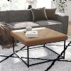 Merrick Lane 30-Inch Square Tufted Faux Leather Ottoman with Durable Metal Frame - 2 of 4