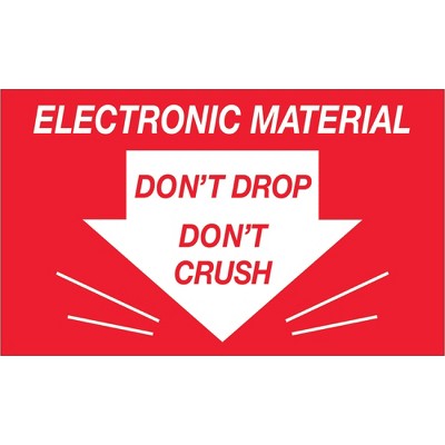 Tape Logic Labels "Don't Drop Don't Crush - Electronic Material" 3" x 5" Red/Whi DL1315