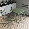VYNXARIA 3 Piece Patio Bistro Set of Foldable SquareTable and Chairs, Dark Greem - 4 of 4