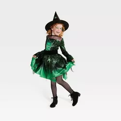Kids' Glow in the Dark Spider Witch Halloween Costume Dress with Hat - Hyde & EEK! Boutique™