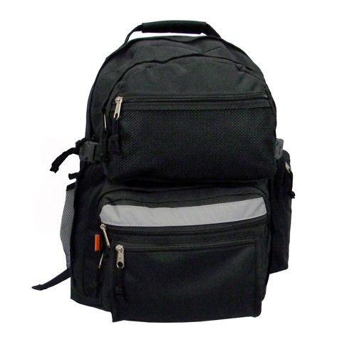 K-CLIFFS Large Backpack Student School Bookbag Big Travel Hiking Daypack with Safe Reflective Strip Black 20 pcs
