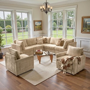 XIZZI Luxury Modular Sectional Sofa Couch, Oversized Cloud Couch for Living Room, Deep Seat Upholstered Sleeper Sofa Set w/ Optional Swivel Chairs - 1 of 4