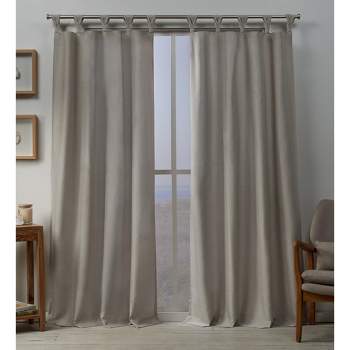 Set of 2 Loha Linen Braided Tab Top Window Curtain Panel - Exclusive Home