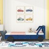 NicBex Twin/Full Size Car-Shaped Platform Bed Frame with Wheels for Boys,Solid Wood Slats Support,No Box Spring Needed,Easy Assembly,Blue/Gray/White - image 2 of 4