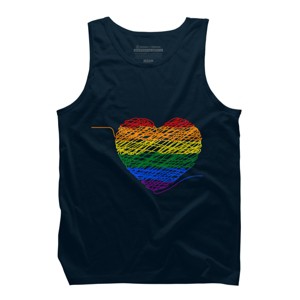 Adult Design By Humans Rainbow Colored String Pride Heart By corndesign Tank Top - 1 of 2