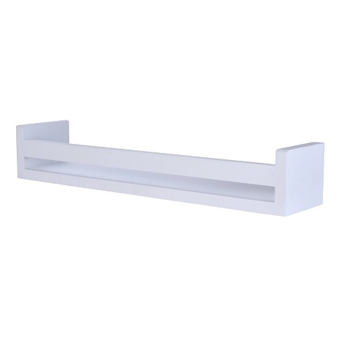 Danya B. 2-Tier Ledge Wall Shelf Organizer with Five Hanging Coat or Towel  Hooks - Entryway or Bathroom - White 