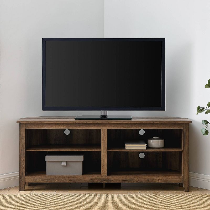 Transitional 4 Cubby Wood Open Storage Corner TV Stand for TVs up to 65" - Saracina Home, 5 of 12