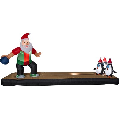 Gemmy Christmas Airblown Inflatable Santa Bowling Scene, 5 ft Tall, brown