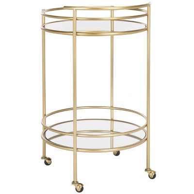 Ida Gold and Mirror Round 2-Tier Bar Cart