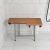 HomeRoots 18" X 32" Brown Wall Mount Teak Rectangular Shower Bench With Legs - 2 of 4
