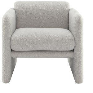 Gulches Teddy Fabric Accent Chair  Light Gray Arm Chair with Waved Arms & Metal Decor for Living Room Bedroom Office - 1 of 4