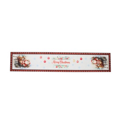 Unique Bargains Christmas Table Runner Santa Claus on Sleigh Polyester Red White Black 71x14 Inch 1 Pc