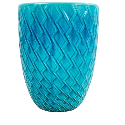 Wooakway 17" Dia Outdoor Indoor Ceramic Planter Pot Decorative Planter with Drainage Hole Patio Flower Pot