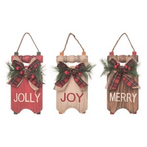 Transpac Metal Merry/Jolly/Joy Ornament Set of 3 Christmas Home Decorations - 1 of 3