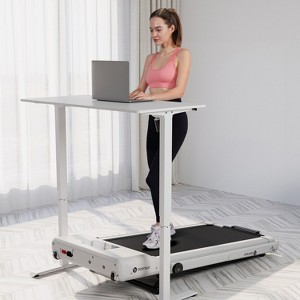 Deerrun Pro Smart 2 in 1 Folding 15.35 * 37.40 In Run Belt Treadmill Pink with Handrail, 300 Lbs capacity - 1 of 4