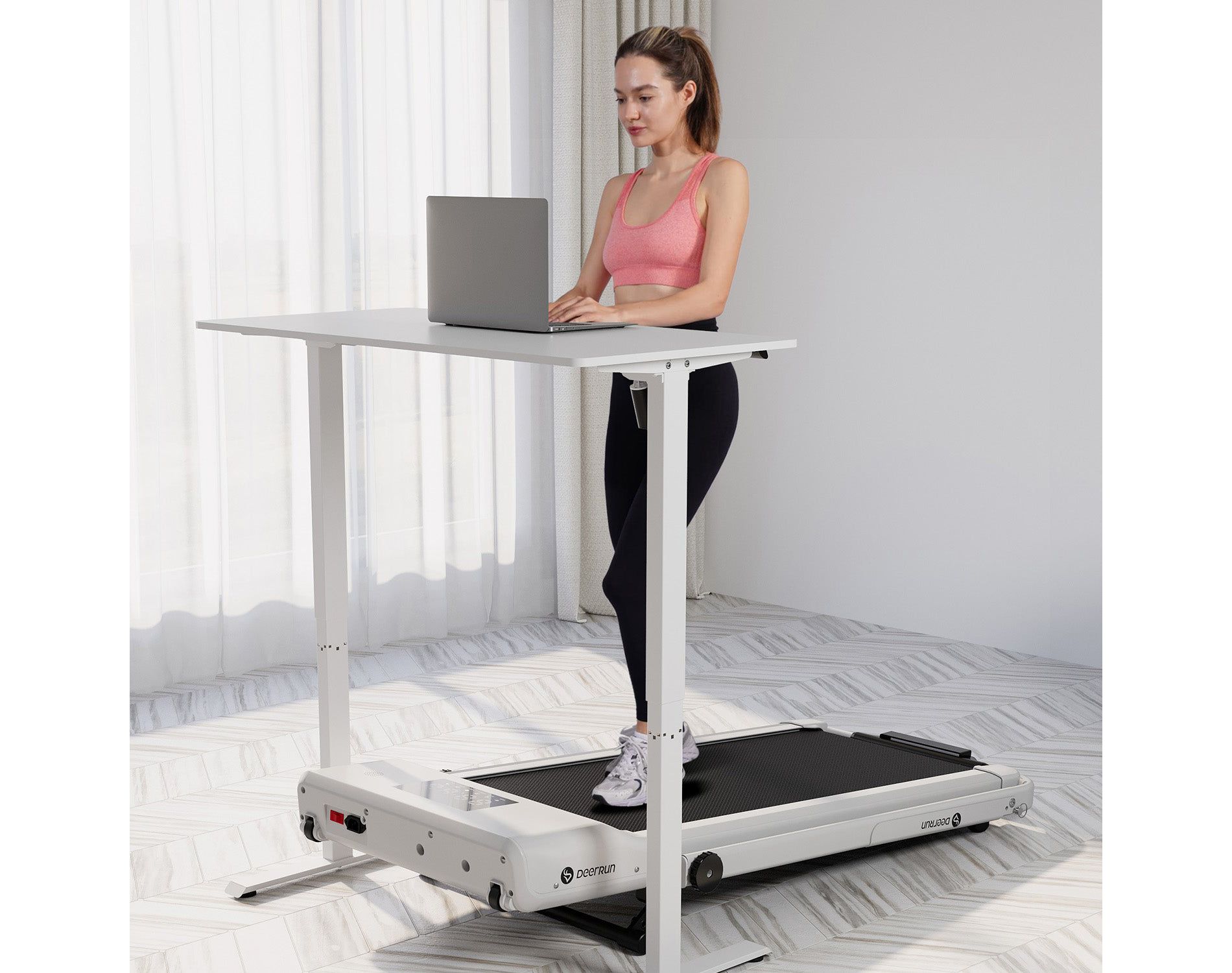 DeerRun A5 Mini 3 in 1 Walking Pad & Treadmill, 300lbs Weight Capacity Foldable Treadmill, Low Noise for Home Office