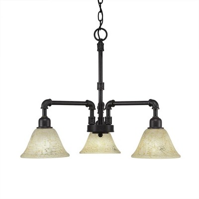 Toltec Lighting Vintage 3 - Light Chandelier in  Dark Granite with 7" Italian Marble Shade