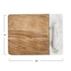 Storied Home Mango Wood and Marble Cheese and Cutting Board with Inlaid Marble Pestle, Natural and White - 2 of 4