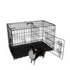 VisioGear 36" Double Door Folding Metal Wire Cage with Divider and Leak-Proof Pan Tray for Indoor, Outdoor, and Travel, Black, 36.5"*22.6"*24.8" - 2 of 4