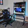 Multi-Functional Gaming Desk with Built-in Monitor Stand, Pegboard Hutch, RGB Lighting, Cable Management, Wireless Charger & Power Outlet - 3 of 4