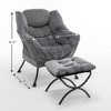 PAGED Accent Chair with Ottoman, Comfortable Living Room Chairs, Upholstered Lounge Chair with Metal Frame for Office - 2 of 4
