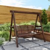 Outsunny Wooden Porch Swing with Stand, Patio Swing Chair with Side Tables, for Garden, Poolside, Backyard - 3 of 4