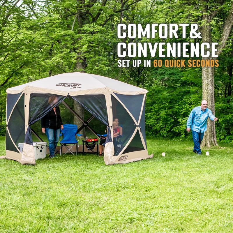 CLAM Quick-Set Escape 12 x 12 Foot Portable Pop Up Camping Outdoor Gazebo 6 Sided Canopy Shelter + 2 Pack of Wind and Sun Panels, 5 of 7