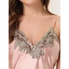 cheibear Womens Satin Sleeveless Nigthgown Lace Trim Sleep Dress Sleepwear Pajama Dress - 4 of 4