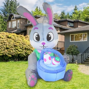 Joiedomi 5/6 FT Easter Inflatable Bunny Outdoor Decoration with Build-in LEDs for Easter Holiday Party Indoor, Outdoor, Yard, Garden, Lawn Decor - 1 of 4