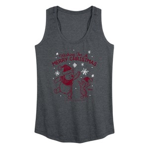 Women's - Winnie the Pooh - Wishing For A Merry Christmas Graphic Racerback Tank - 1 of 4