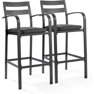 VINGLI Outdoor Bar Stools Set of 2, All-Weather Bar Height Aluminum Stools with Cushion, Rust-Proof Patio Chairs for Backyard, Poolside, Balcony - 1 of 4