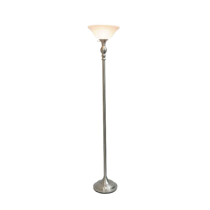 1-Light Classic Torchiere Floor Lamp with Marbleized Glass Shade - Lalia Home, 3 of 9