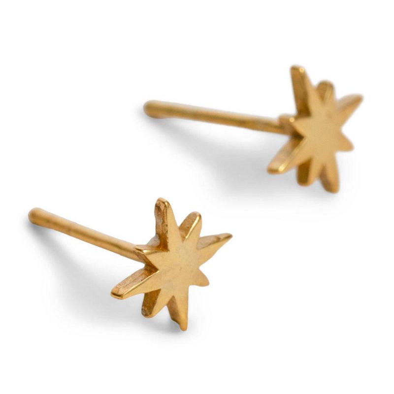 14K Gold Plated Compass and Star Stud Earrings and Necklace Set 2pc | ETHICGOODS, 3 of 6