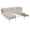 Erica 8-Piece Metal Frame Patio Sectional Sofa Set with 2 Coffee Table, Rattan Outdoor Patio Conversation Set with Cushions - Maison Boucle - 2 of 4