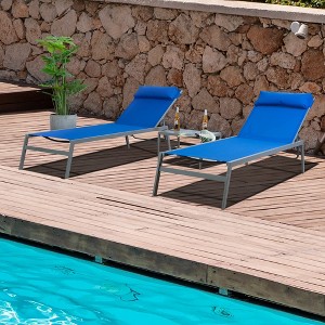 Kozyard Wilson 3 Pieces Textilene Chaise Lounge Set Outdoor Adjustable Back Pillow for Yard Sunbathing - 1 of 4