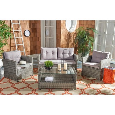 Vellor Gray Wicker 4-Piece Outdoor Patio Set with Cushions