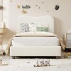 Homhougo Bed Frame for Kids with Velvet Upholstered Headboard, Cute Low Profile Platform Bed for Girls and Boys, No Box Spring Needed - 3 of 4