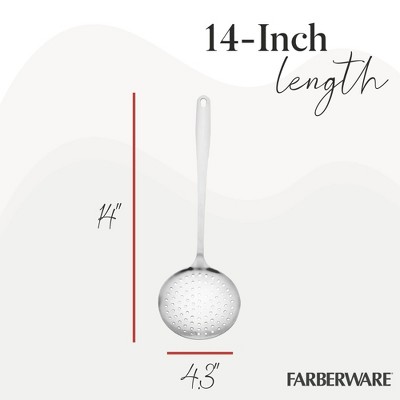 Professional 14-Inch Stainless Steel Silver Skimmer with Loop Handle
