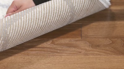 Grey and Cream Geometric Shag Runner Rug, 2'3" x 11', Synthetic