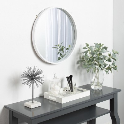 Elegant 24" Round Wood and Gold Wall Mirror with D-ring Hangers