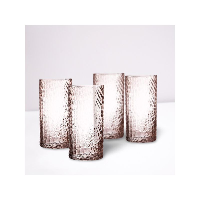 Elle Decor Bistro Croc 15.5 oz. Highball Glass Drinkware, Set of 4, 4 of 5