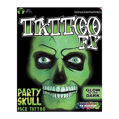 Tinsley Transfers Glow in the Dark Skull Tattoo Fx Costume Accessory