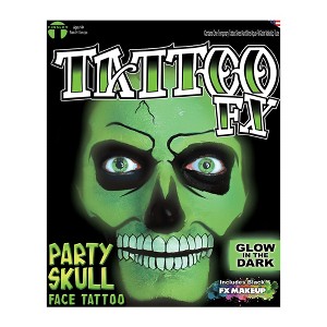 Tinsley Transfers Glow in the Dark Skull Tattoo Fx Costume Accessory - 1 of 1