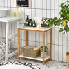 Costway 23'' Height 2-tier Side End Table with Bamboo Frame Modern Compact Nightstand - 4 of 4