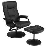 Costway Recliner Chair Swivel PU Leather Lounge Accent Armchair w/ Ottoman Black