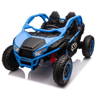 Lomsoe 24V Two-seater Kids Ride On UTV w/Parents Control,20in seat width,400W Super high power,Four-wheel Suspension,Bluetooth,MP3