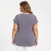 Women's Plus Size Striped Crew Neck Raglan Sleeve Loose Summer Casual Blouses - GRACE & GRANDEUR - 3 of 4