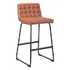 Zuo Modern – Pago Barstool Set of 2 Brown,39" H Plush Faux Leather Steel Frame Modern Counter Seating - 3 of 4
